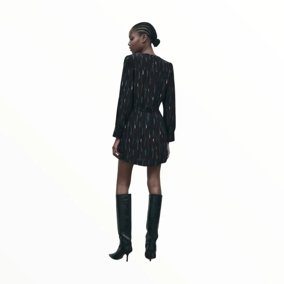 ZARA | Black | PRINTED SHORT DRESS - Picture 8 of 10